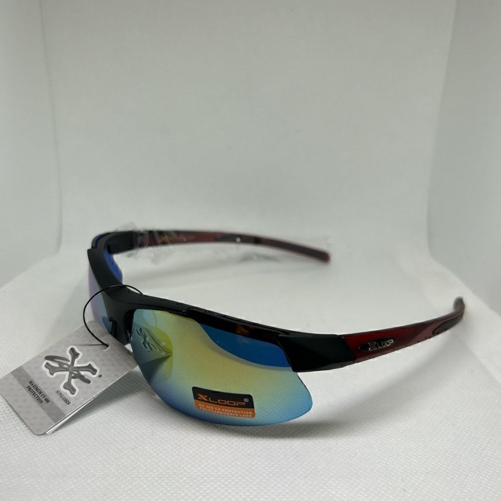 X-Loop Wrap Mirrored Semi Rimless Mens Sunglasses